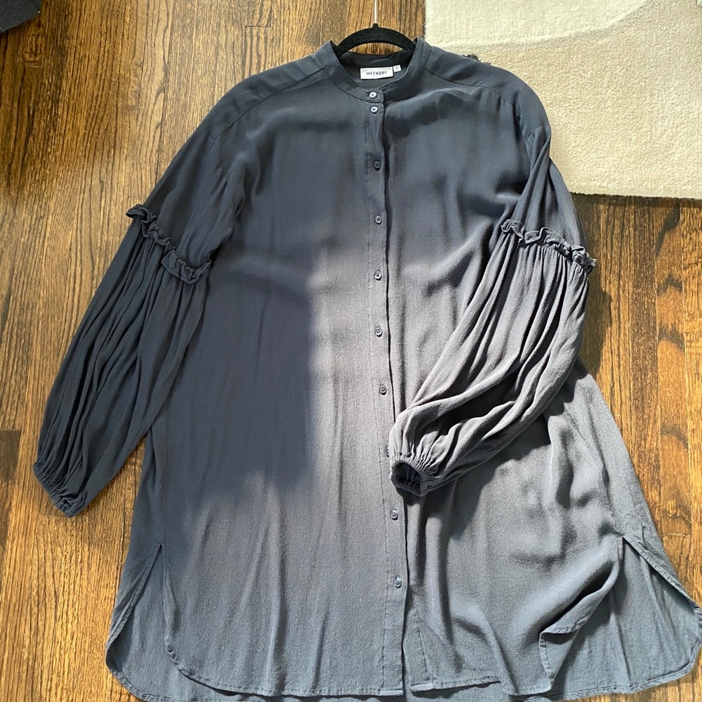 Poet Sleeved Button Up Shirtdress - Size Medium